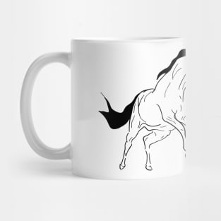 Black Line Art running horse 2 Mug